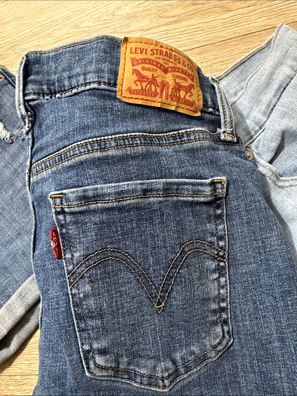Levi's Women's Denim Shorts Trio - Light Blue, Medium Blue, Dark Blue - Picture 6 of 6